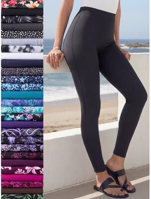 Plus Size Women's Plus Size Essential Stretch Ankle Length Pull-On Legging by Roaman's in Black (Size 6X) Activewear Workout Yoga Pants
