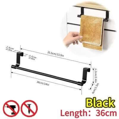 Uplift Treasures Wall Mounted Kitchen Towel Rack No Drill Space Saving Dishcloth Holder black (14.17 In)