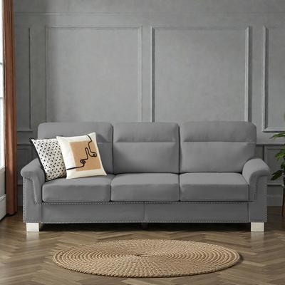 Fundinbaths 82 Inch Modern 3 Seater Sofa with Snowfleece Fabric, Compressed Upholstered Couch for Living Room Bedroom
