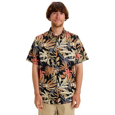 Kurzarmhemd QUIKSILVER "Apero Classic", Herren, Gr. M, US-Größen, schwarz (schwarz blauweed shirt), 100% Baumwolle, Hemden