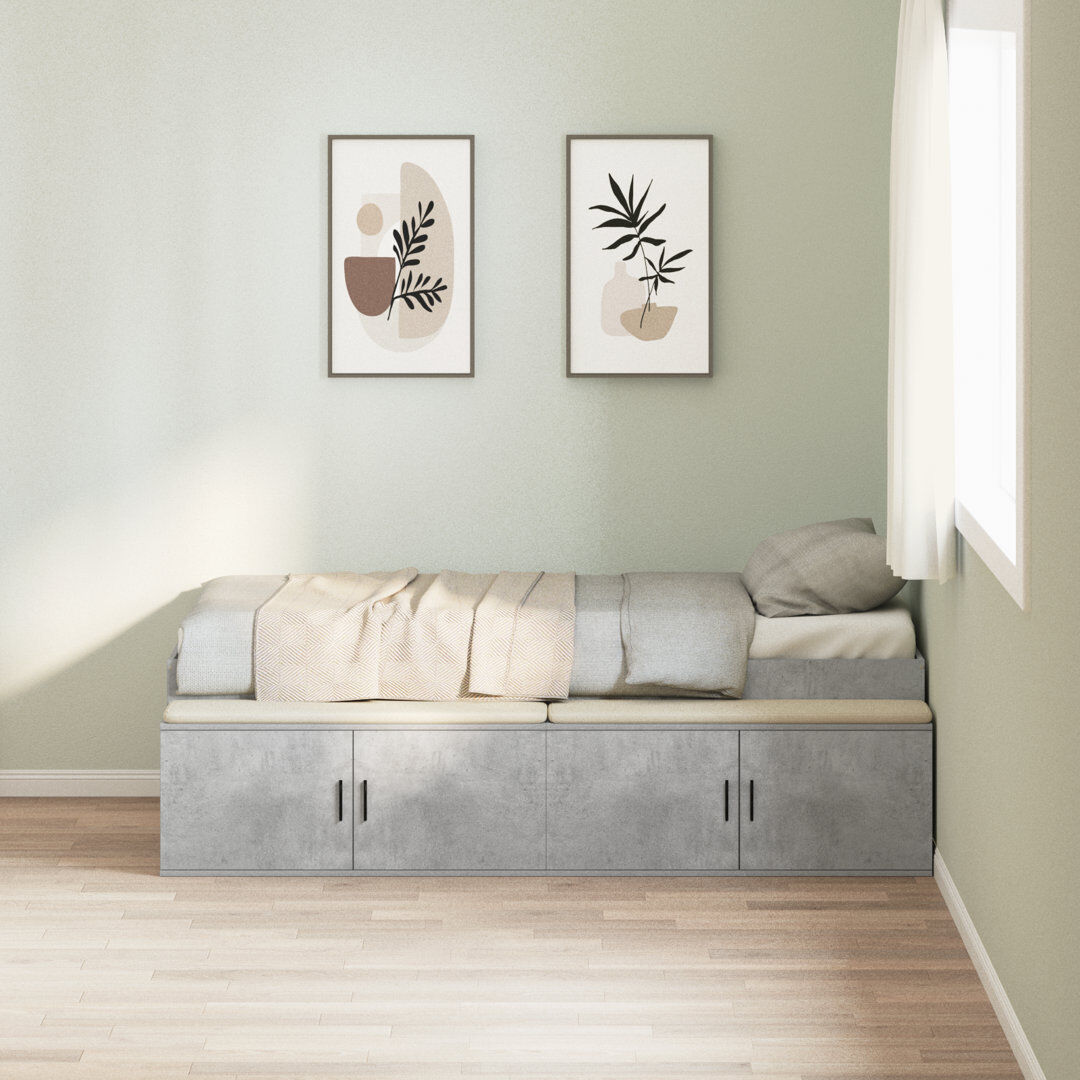 Vidaxl Storage Bed Frame Concrete Grey European Single (90 x 200 cm)