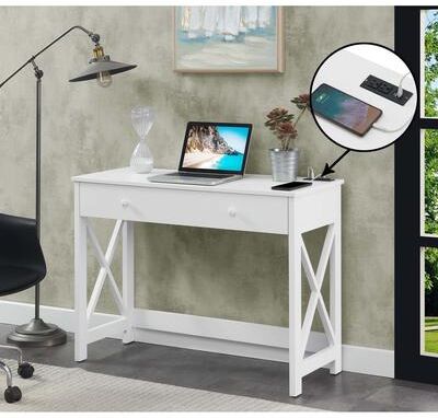 "Convenience Concepts Oxford 1 Drawer 42"" Desk with Charging Station"