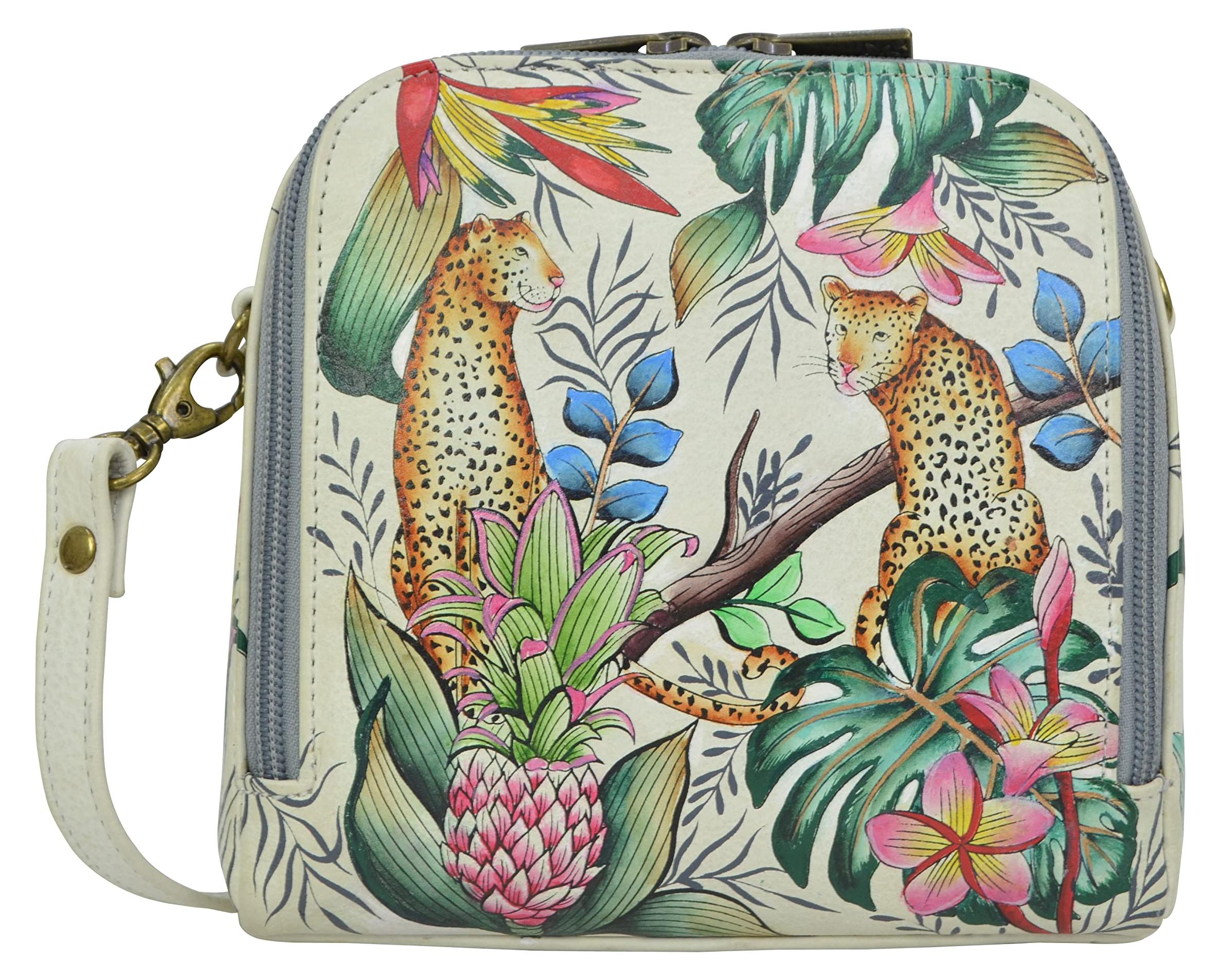 Anuschka Handbemalte Organiser Tasche aus echtem Leder mit Reißverschluss - Jung