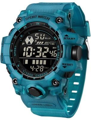 Everyday Crate SANDA Outdoor Sports Watch Multifunction Digital Watch 5ATM Waterproof Electronic Wristwatch turquoise Blue