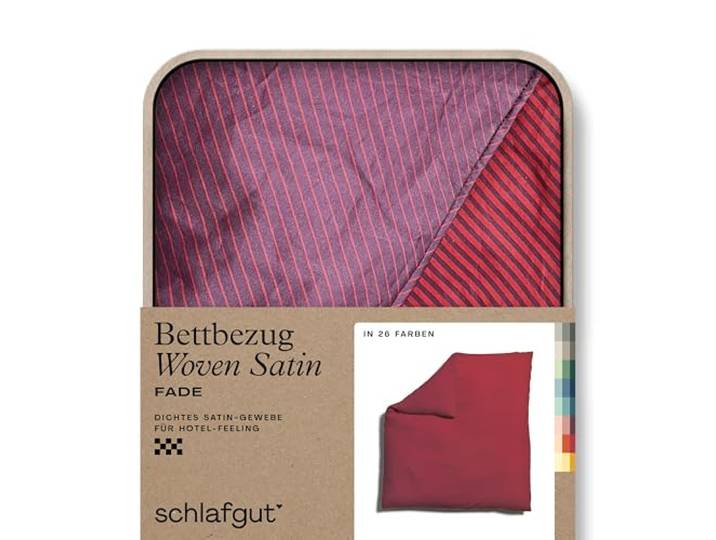 schlafgut Woven Fade Satin Bettwäsche 240x220cm gestreift Bettdecke Bezug einzeln, Red Fade Deep in Hotelqualität mit 100% Baumwolle