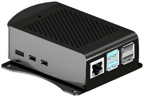 Joy-it RB-AlucaseP5-06B SBC-Gehäuse Passend für (Entwicklungskits): Raspberry Pi mit Befestigungslaschen Schwarz
