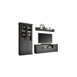 Wohnwand  Lynn , schwarz , Maße (cm): B: 301 H: 200