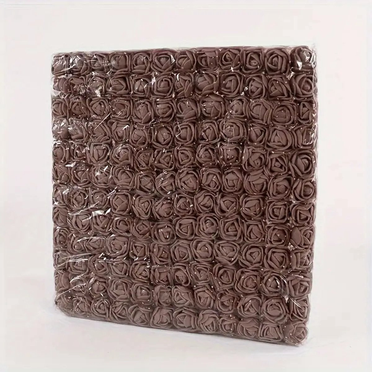Set van 144 kunstmatige kleine rozen met tulpen rond, bruin, voor decoraties en bloemenkransen