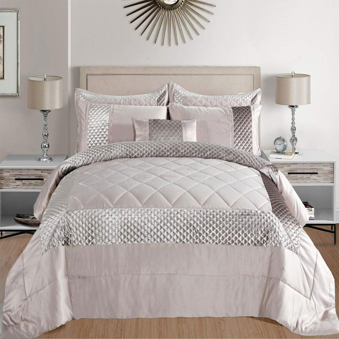 Fairmont Park Atlanta Quilted Velvet Embossed Bedspread Set with Matching Pillowcases – Soft, Luxurious & Machine Washable Bedding Mink 275 x 250cm Bedspread + 1 Pillow Sham