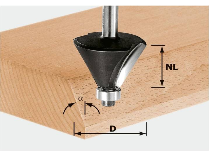 Fraise à chanfreiner Festool HW\, tige de 12 mm\, HW S12\, D55/20/45° 491102