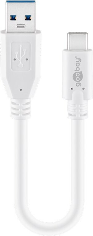 Goobay USB-C naar USB-A 3.0 kabel, wit, 0,2 meter