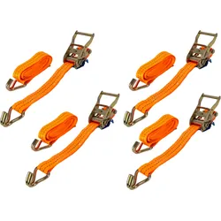 Satz aus vier UNITRAILER 2m/35mm/2t orangefarbenen Transportgurten mit Spanner