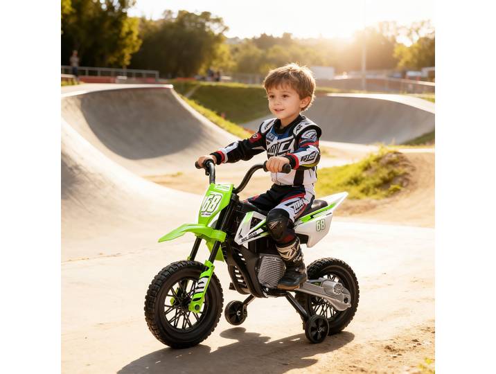 AIYAPLAY Moto Électrique Enfant 12V Vert 3-6 Ans