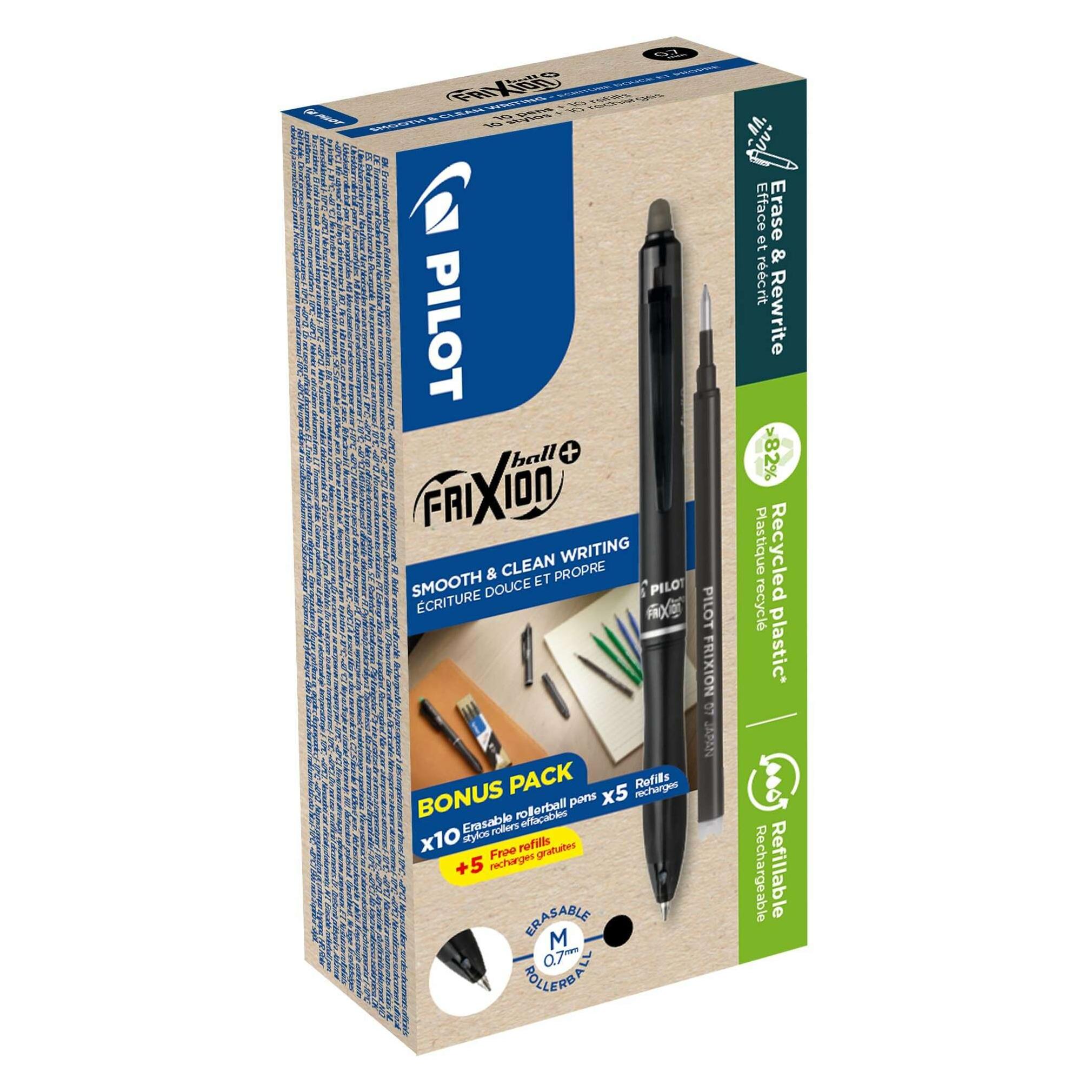 Pilot BG Frixion Ball Plus+ 0.7 schwarz Greenpack10+10 Refills (10x) (GREENPACK)