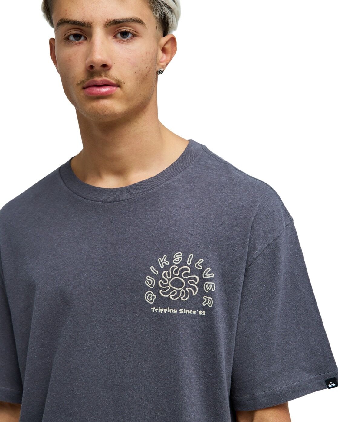 T-Shirt QUIKSILVER "Curve Palm", Herren, Gr. S, grau (iron gate), Obermaterial: 80% Baumwolle, 20% Hanf., Shirts T-Shirt iron gate S