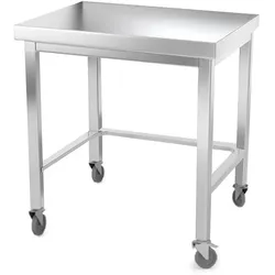 Arbeitstisch aus Edelstahl 600 x 600 mm mit Verstärkung auf PREMIUM / Rollen. GOLDINOX