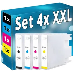 Druckfuxx, Druckerpatrone, 4 XXL TINTEN PATRONEN für Epson WorkForce Pro WF-8090 WorkForce Pro WF-8590 SET
