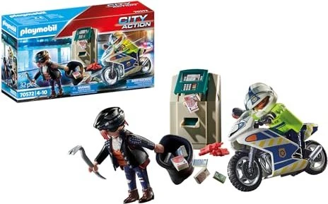 Playmobil 70572 City Action - Polizei-Motorrad: Verfolgung des Geldräubers