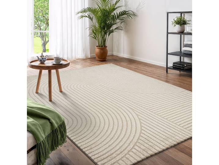Designteppich GOODPRODUCT Eliaan 3D Optik/Hoch-Tief Effekt , beige, B:120cm H:14mm L:170cm, Polyester, Polypropylen (PP), Teppiche, Designteppich, hohe Flordichte und angenehm weich, Teppich Wohnzimmer Boho Design