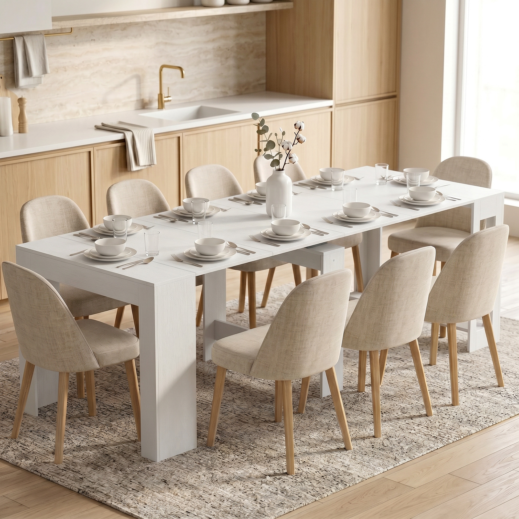 Homcom Tavolo Estensibile Convertibile a Console per 10 Persone, Bianco   Aosom Italy