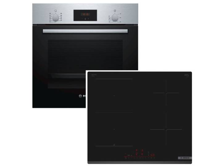 BOSCH Backofen-Set Schnellaufheizung Teleskop + Induktionskochfeld PowerBooster 60cm NEU