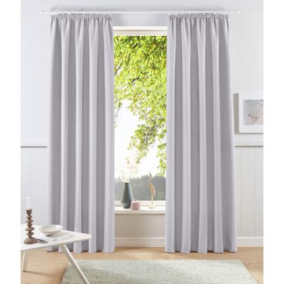 Vorhang OTTO HOME "Raja, Gardinen mit Kräuselband, blickdicht, Wohnzimmer, Topseller" Gr. 3, grau (silbergrau), B:140cm H:225cm, Polyester, Recyceltes Material, Gardinen, 2er-Set, Bestseller, einfarbig, modern, pflegeleicht, Mikrofaser