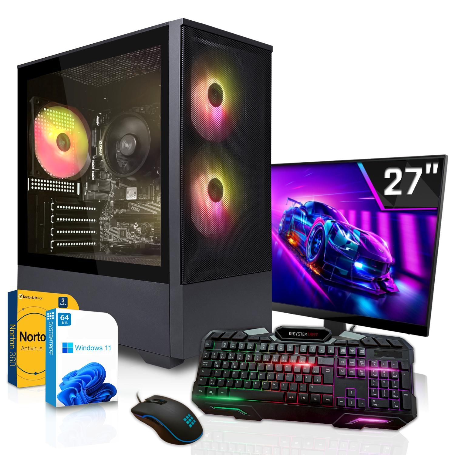 SYSTEMTREFF Gamer Komplett-Paket - Ryzen 5 5600X - Nvidia GeForce RTX 3060 12GB - 16GB DDR4 - 500GB NVMe - 27 Zoll Monitor - Desktop PC
