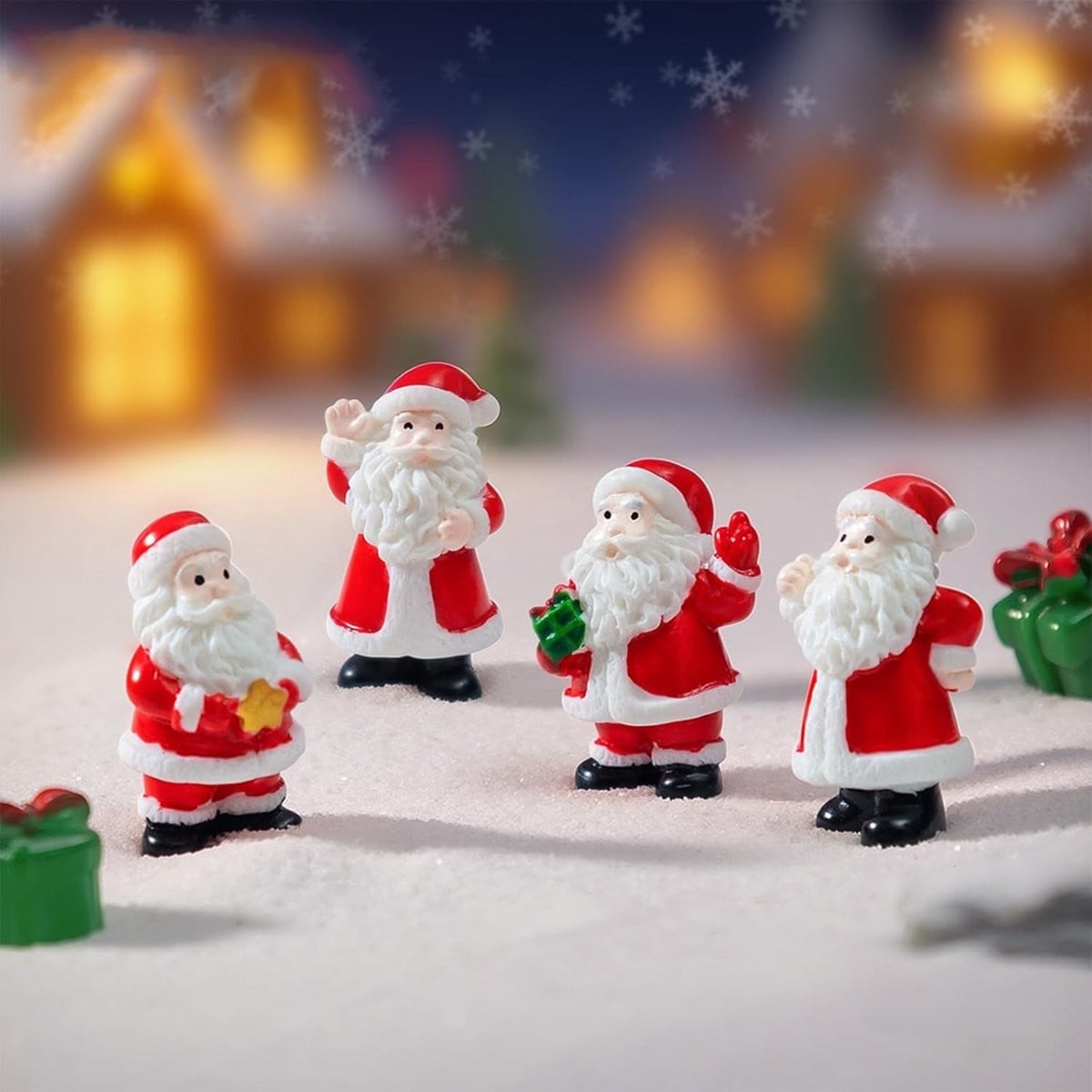 Set van 8 houten mini Santa Claus beeldjes voor kerstdecoratie