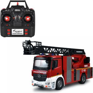 Amewi Fahrzeug Mercedes-Benz Feuerwehr Drehleiterfahrzeug, RTR, ferngesteuert, mit Wasserspritzfunktion & Fernsteuerung, 1:18