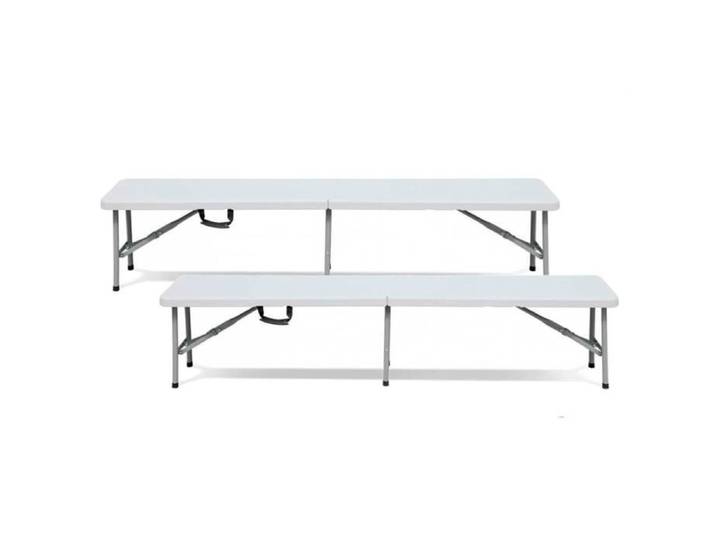 Banc pliant - ORION91 - 180x30x43cm - Blanc - Extérieur - 3 personnes