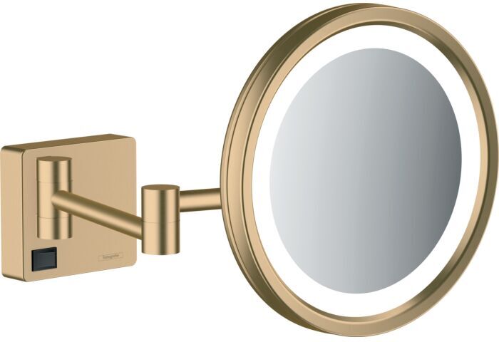 Hansgrohe AddStoris Rasierspiegel 41790140 3-fach Vergrößerung, mit LED Leuchte, Wandmontage, brushed bronze