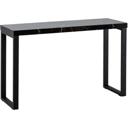KONSOLENTISCH – Marmoroptik Schwarz, 120x40x76 cm, Hochglanz, Metallbeine