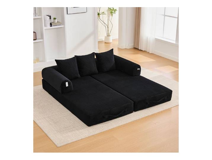 STILVORA Schlafsofa mit Seitentaschen,Klappsofa Relaxsofa mit Kissen&Metallrahmen, Stoffbezug, inklusive 3 Kissen und praktischen Seitentaschen, flexibel kombinierbar zur individuellen Loungegestaltung