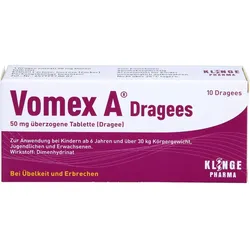 Vomex A Dragees 50 mg Überzogene Tabletten Dragees 10 ST