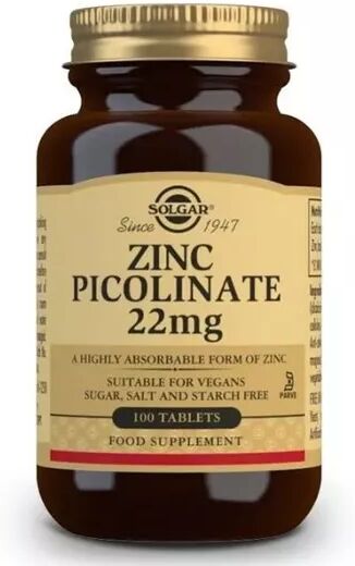 Solgar Zinc Picolinate 22mg x100 Tabletas