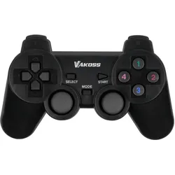 Vakoss Gamepad Bezprzewodowy USB Z Funkcją Dual Shock Pc/Ps3 Tryb Cyfrowy I Analogowy Gp-4705bk (PC, PS3), Gaming Controller, Schwarz