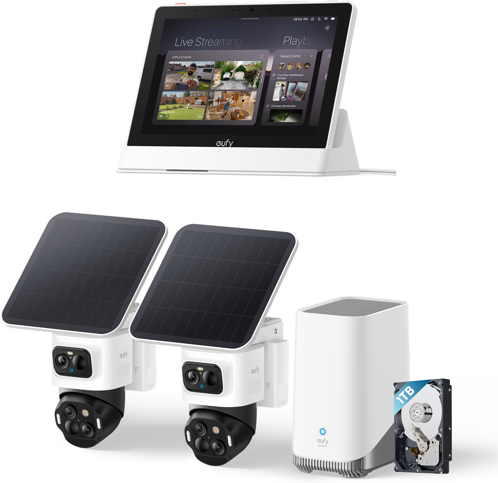 eufyCam S4 (2 pack) + Homebase 3 + Display + 1 TB Hard Drive