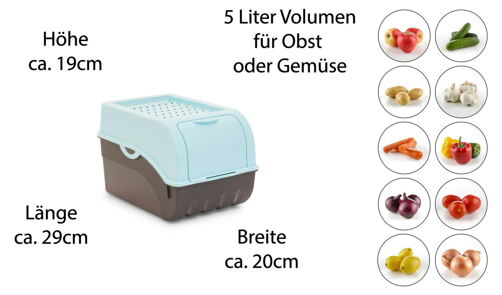 Novaliv Set van 3 opbergboxen, 5 liter, Turquoise, Karton