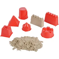 Modelliersand 500g Set - Inkl. 6 Sand-Förmchen für kreatives Spielen drinnen & draussen - Hygienischer Spielsand für Kinder - Fördert Kreativität