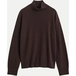 Stehkragenpullover aus feiner Lambswool Braun M
