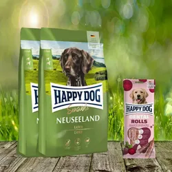 Happy Dog Supreme Sensible Neuseeland 2 x 12,5 kg + Happy Dog Dental Rolls *geschenkt*