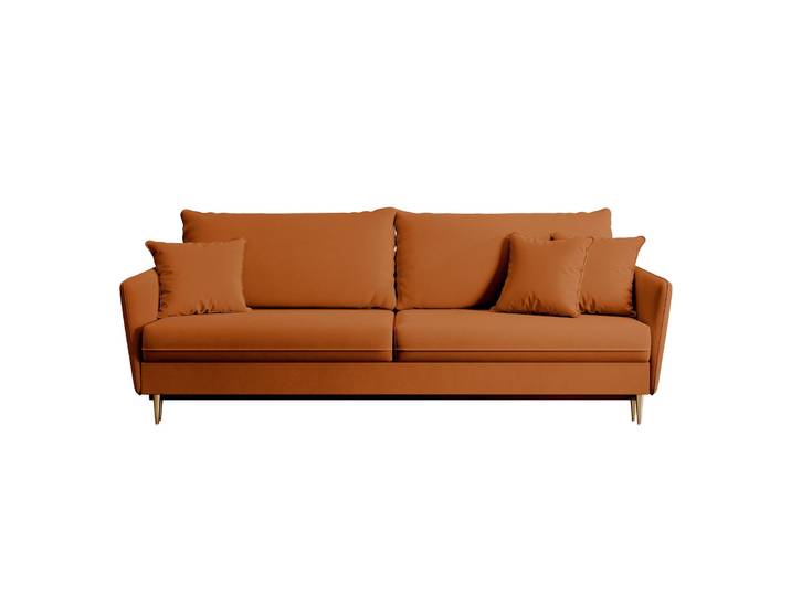 Dreisitziges ausklappbares Sofa Volio, kupferfarbenes Samt,