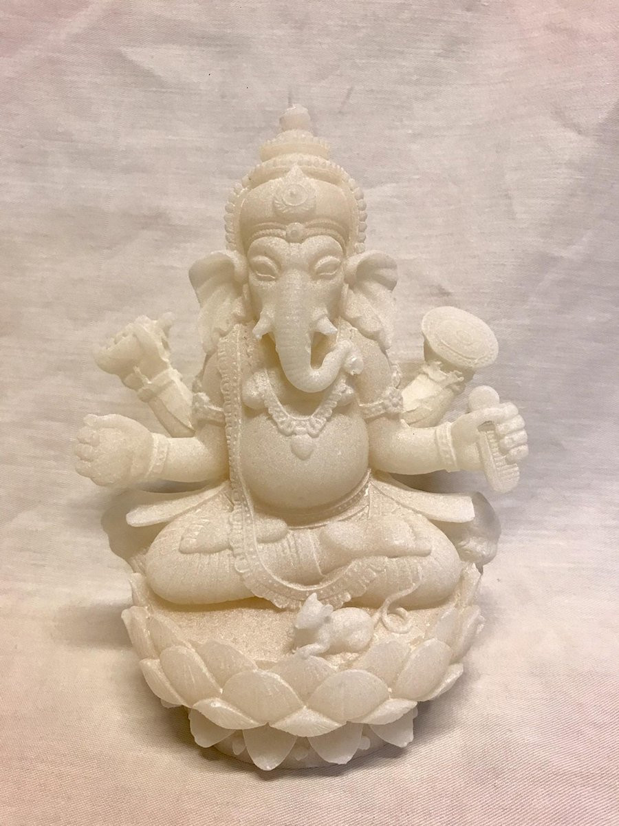 Ganesh van Ganapati Tantra Ganesha Boeddha decoratie wit B: 12 cm, D: 16 cm, H: 9 cm