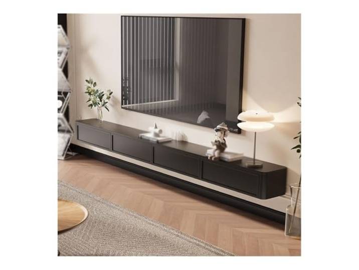 DFHS46JK Multimedia-Möbel Schwebender TV-Ständer, wandmontiertes Entertainment-Center mit 2 Schubladen für das Wohnzimmer(Schwarz,160x24x20cm)