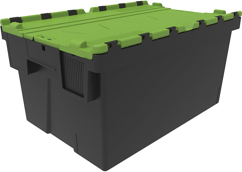 kaiserkraft Mehrweg-Stapelbehälter, LxBxH 600 x 400 x 310 mm, schwarz/grün