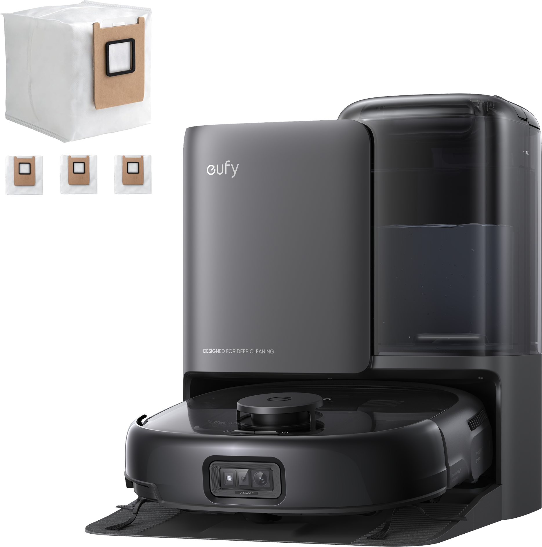 eufy Robot Vacuum Omni E25 with 3 Extra Dust Bags Black