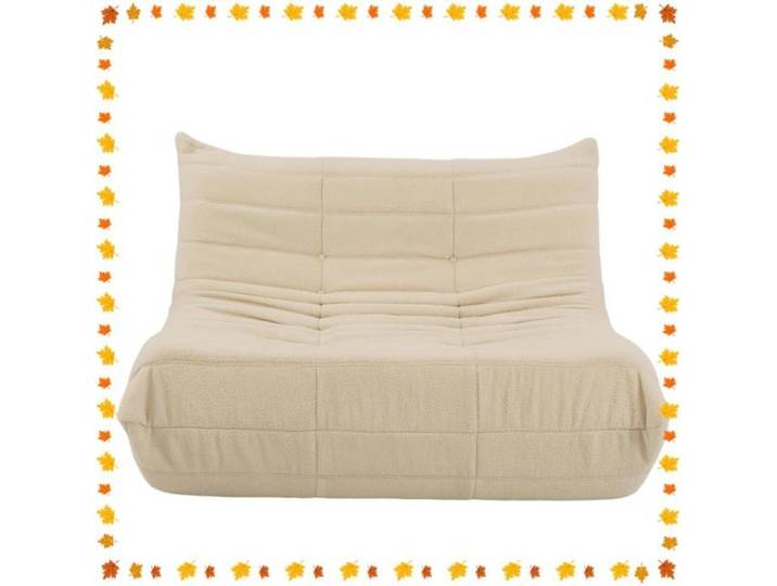 Canapé 2 Places Sans Montage Pouf Fauteuil de Sol Beige avec Base Antidérapante pour Salon