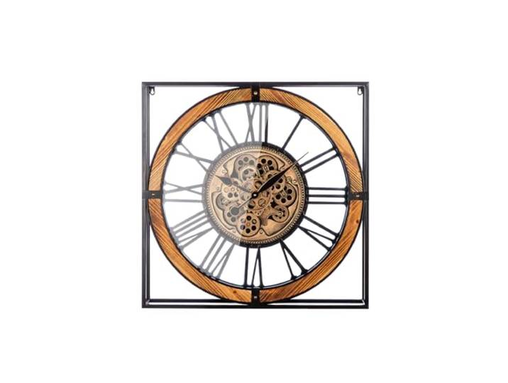 Casablanca Revolus Horloge Murale carrée en métal Motif Roue dentée Noir Hauteur 72 cm Largeur 72 cm Piles Non incluses