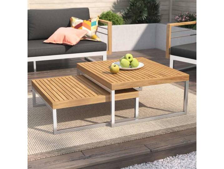 OUTLIV. Hawaii Loungetische 2er Set Edelstahl/Teak
