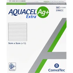 Aquacel Ag + Extra 5x5 cm Kompressen 10 ST